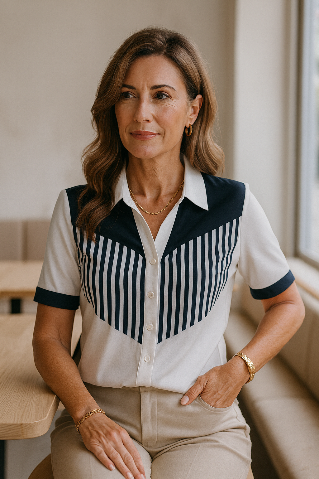 Pearl | Chic Black and White Printed Blouse