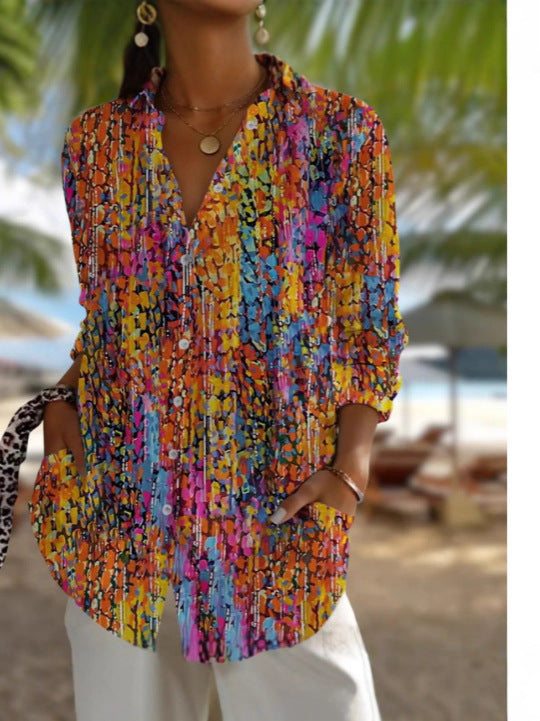 Bria | Vibrant Boho Splash Blouse