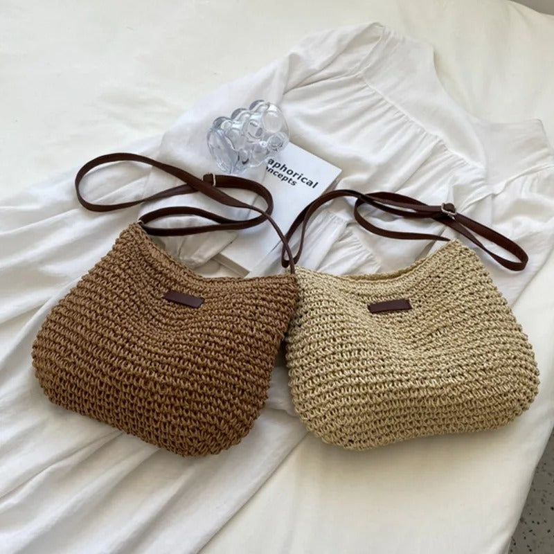 White Straw Shoulder Bag