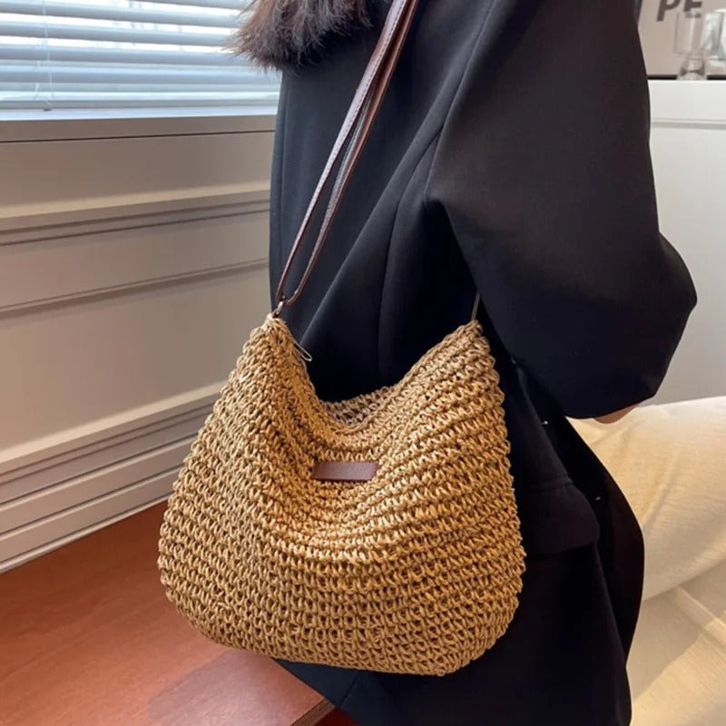 White Straw Shoulder Bag