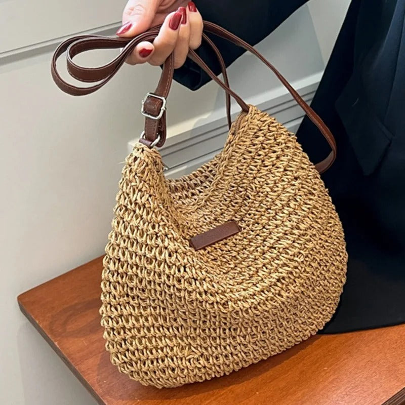 White Straw Shoulder Bag