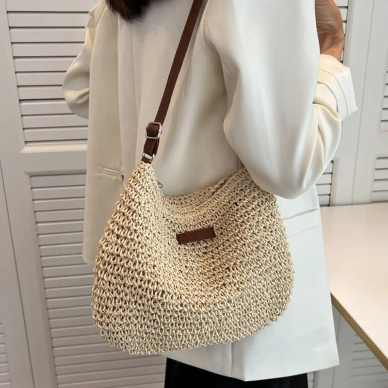 White Straw Shoulder Bag