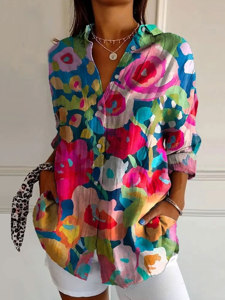 Aveline | Coral Floral Blouse