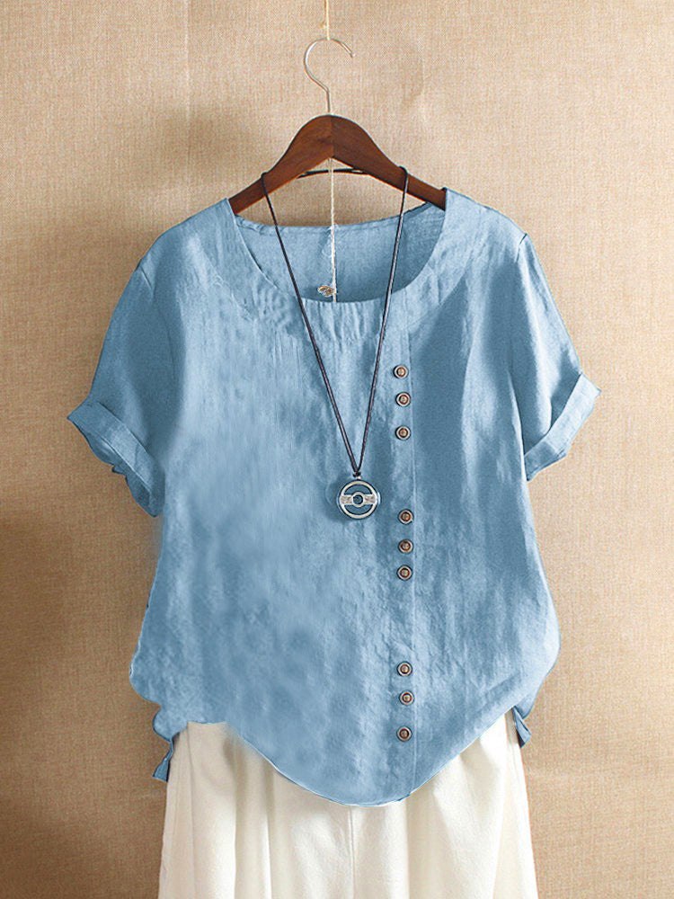 Alina | Casual Button Detail Short Sleeve Top