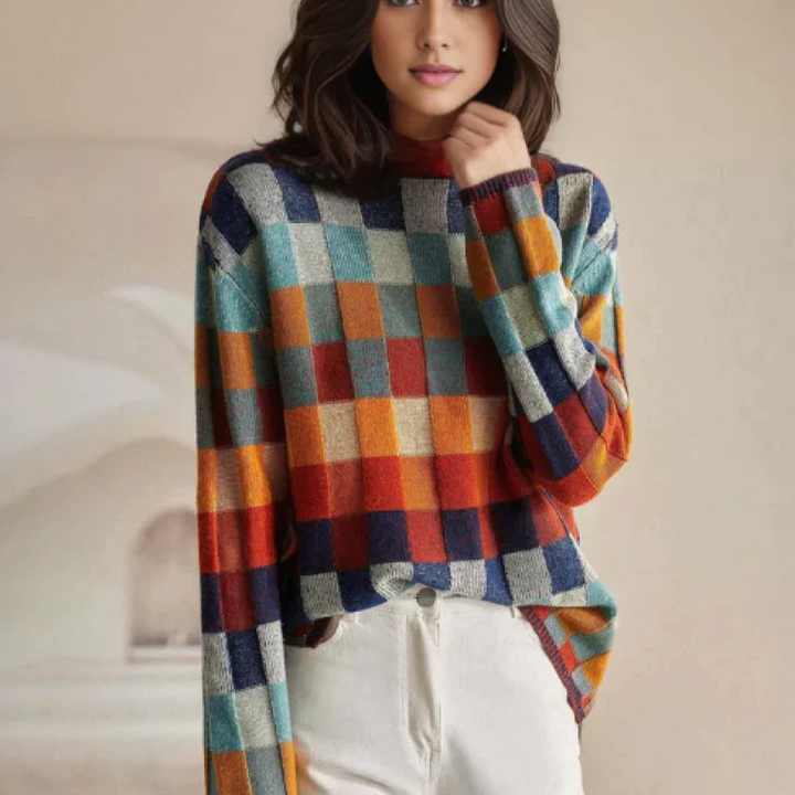 Color Block Knit Sweater for Women