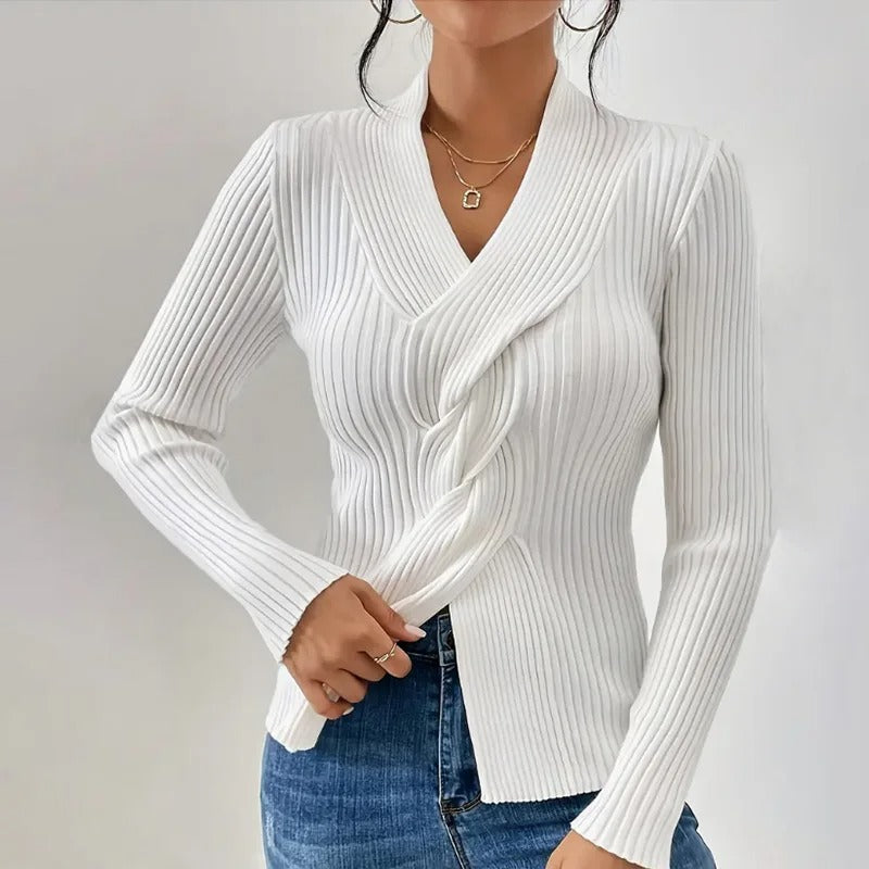 Romy | Handcrafted V-Neck Knit Sweater