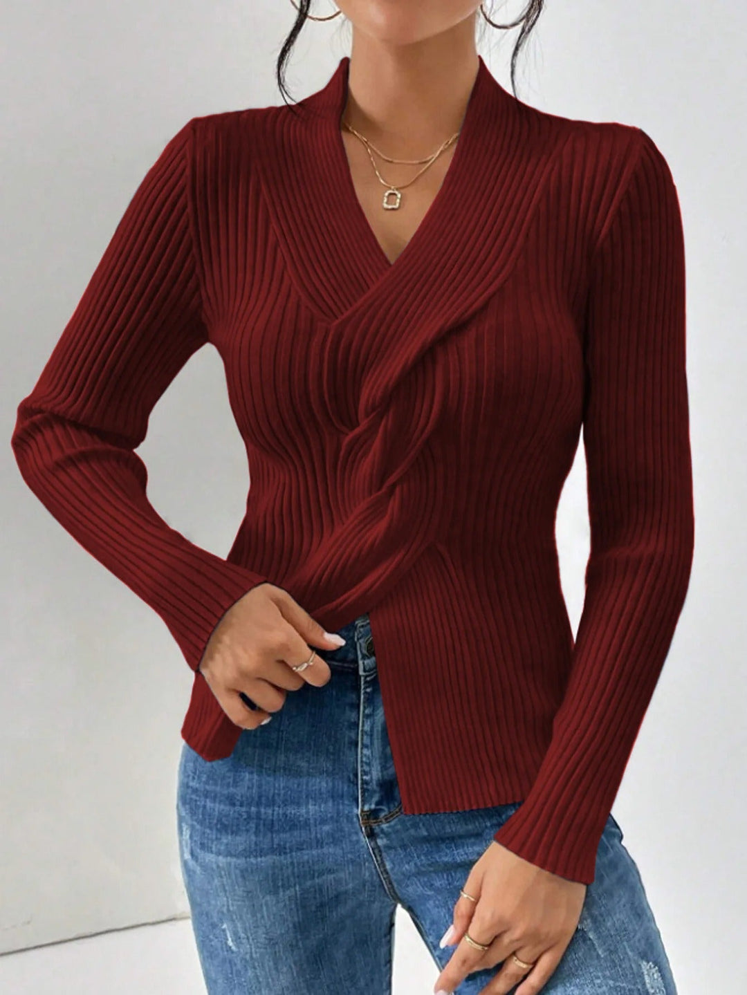 Romy | Handcrafted V-Neck Knit Sweater