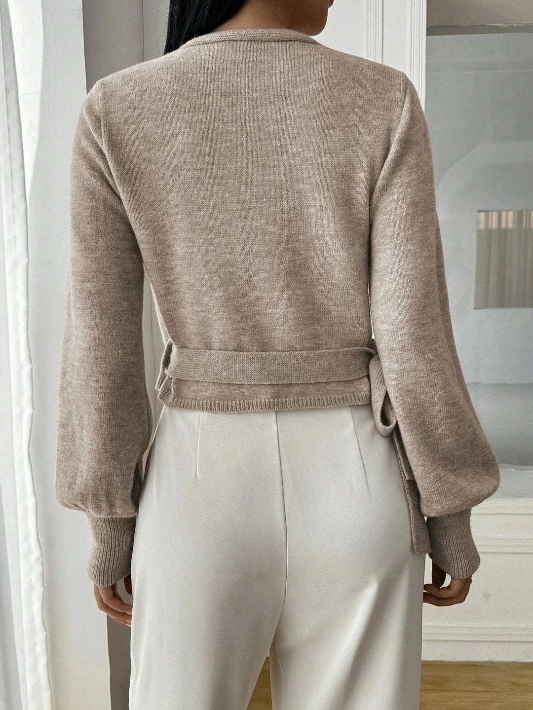 Elegant Wrap Knit Sweater Top for Women