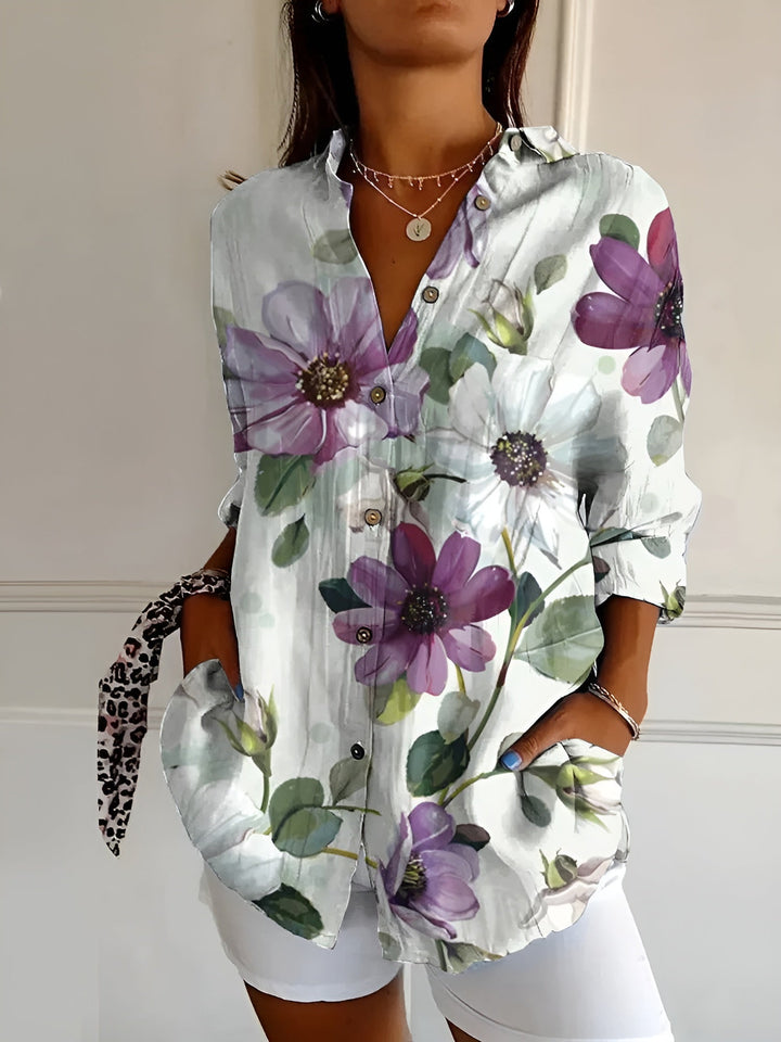 Maia | Floral Wave Print Cotton Top