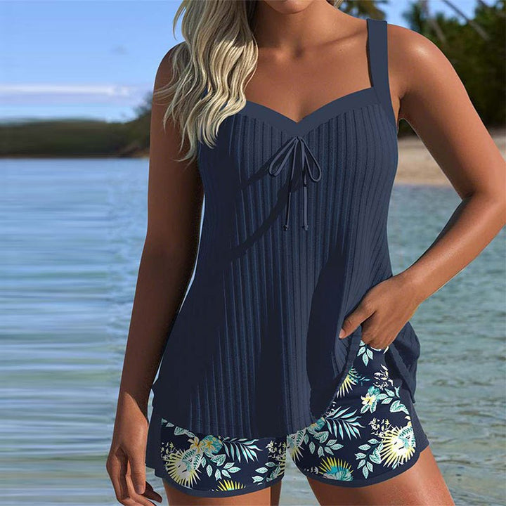 Women's Striped Two-Piece Set Tankini with Beach Shorts